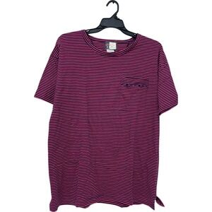 Paris Sport Club Mens Pink Navy Striped‎ Vintage 80s Pocket T Shirt Surf M NWT
